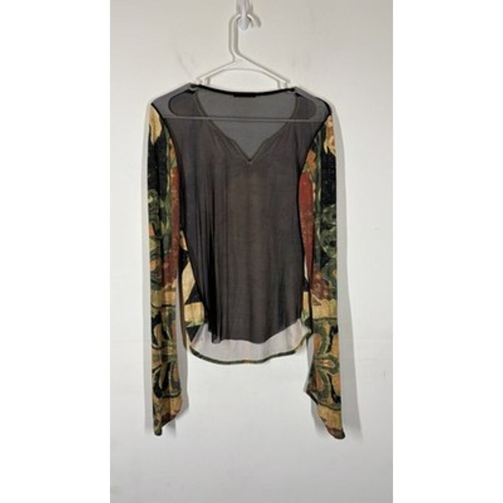 RARE VTG Vivienne Tam Buddha Mesh Back Long Sleeve Top XS? SEE MEASUREMENTS - Picture 5 of 9